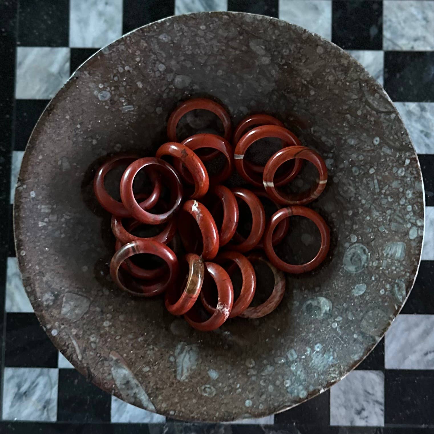 Pebble House - Wholesale Band/Stacked Ring - Red Jasper Rings -10 pcs (Crystals & Stones)1