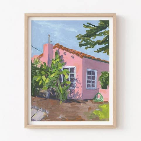 illustration de cottage rose impression d'art giclée pour la vente par Stephanie Missan Studio