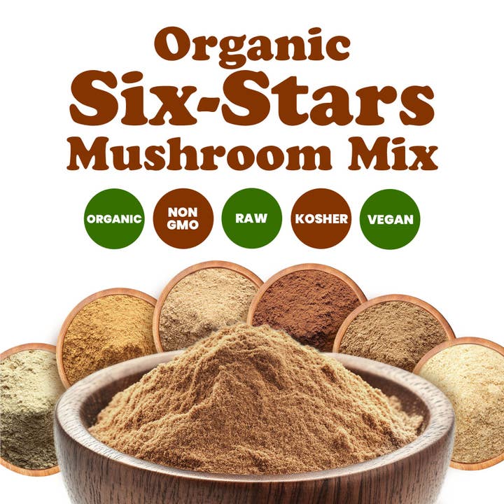 Food To Live – wholesale Protein-/superfoodpulver – Ekologisk Six-Stars Svampmix - 6 Pulverblandning med Shiitaki, Cordyceps, Turkey, Chaga, Reishi, Lion's. Perfekt för matlagning, smoothie och kaffe - av Food To Live3