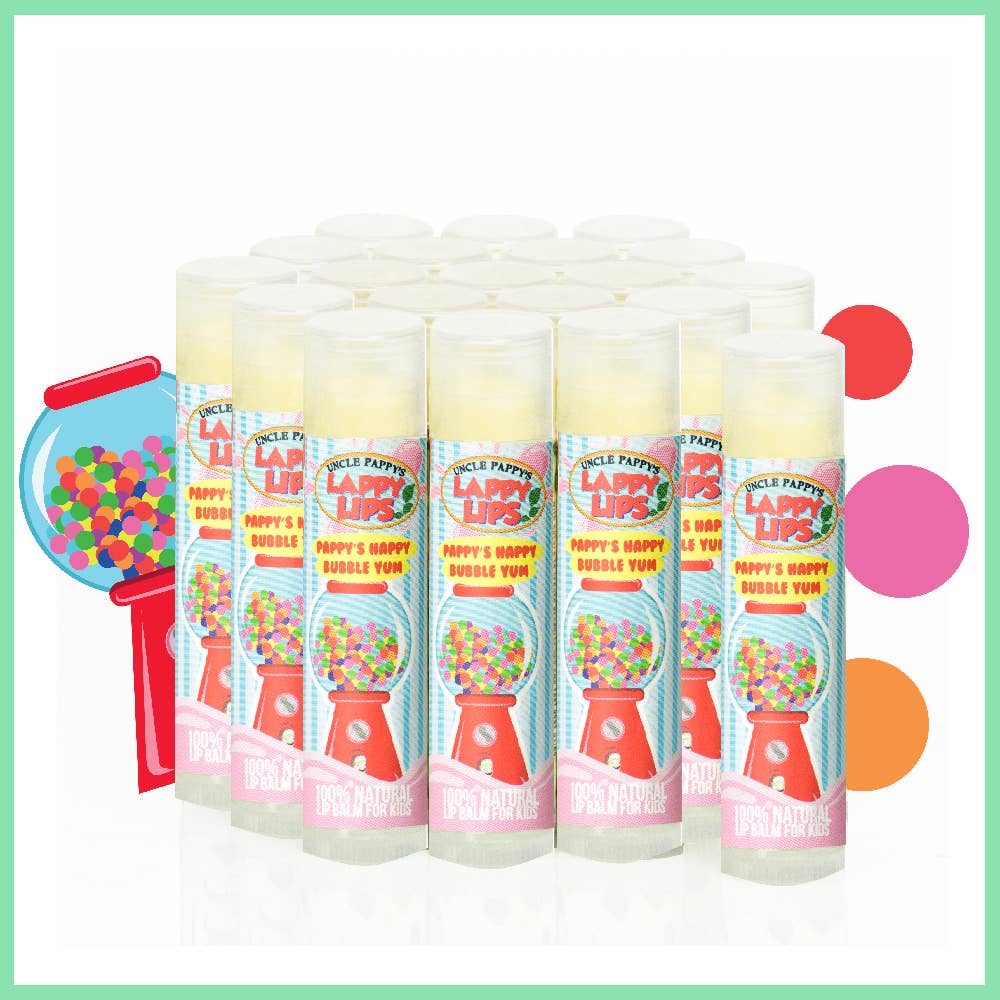 Just Bee - Wholesale Lip Balm - Pappy's Happy Bubble Yum - Lappy Lips - Kids lip Balm