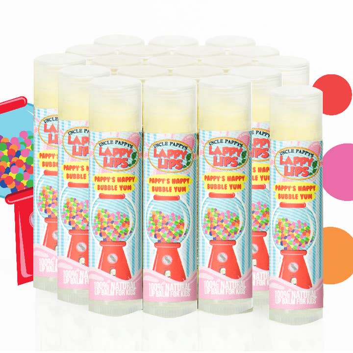 Pappy's Happy Bubble Yum - Lappy Lips - Kinder Lippenbalsam für den Großhandel von Just Bee