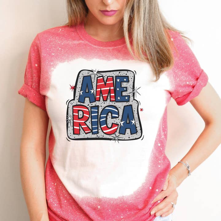 Amerika 4:e juli blekt t-shirt för wholesale av Hello Gorgeous Apparel