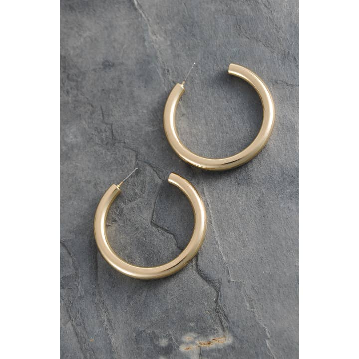 JOSSLYN by wall to wall - Wholesale Hoop Earrings - CLASSIC CHUNKY HOOP EARRINGS 1.75 INCH | 10E3032446