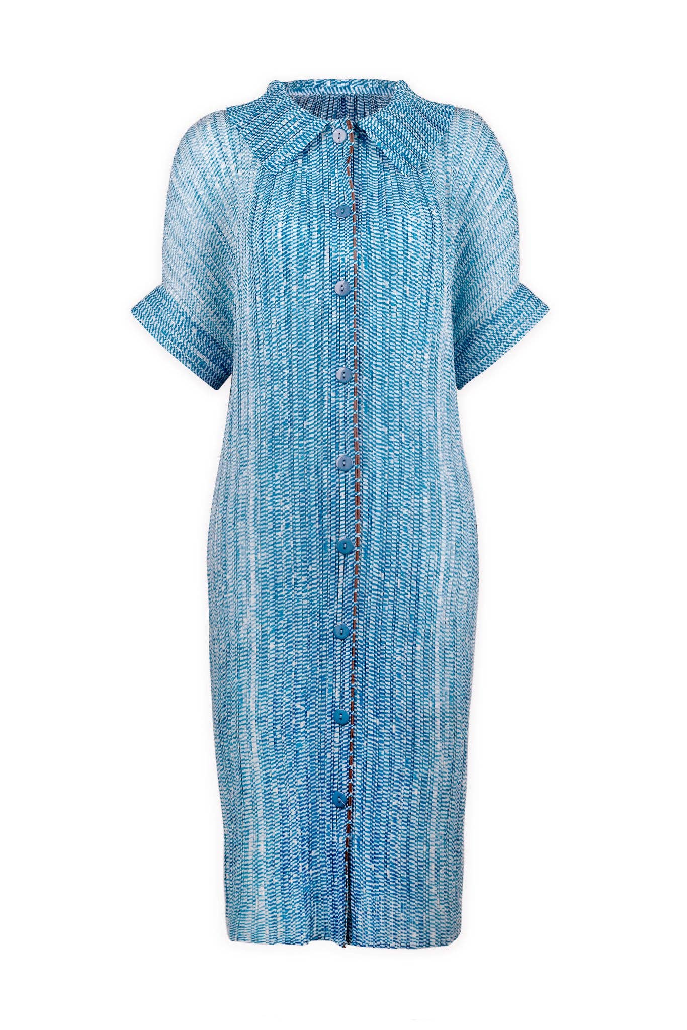 Chambray Eden Crystal Pleats Shirt Dress for wholesale on Faire