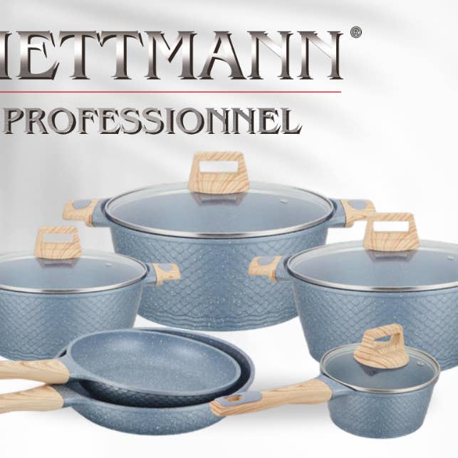 10-piece cookware set in gray non-stick coating for wholesale by MT TRADE