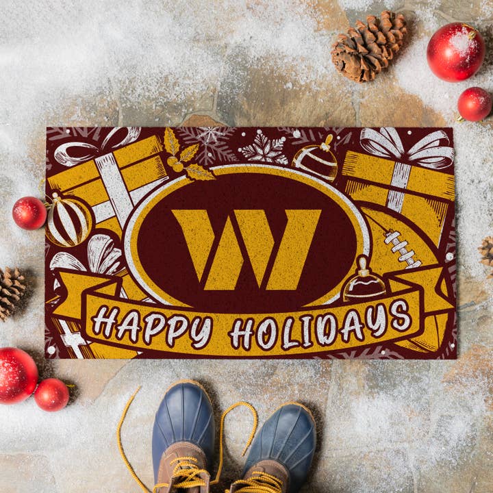 Evergreen Enterprises - Wholesale Door Mat - Washington Commanders Holiday PVC Mat, 28"x16"