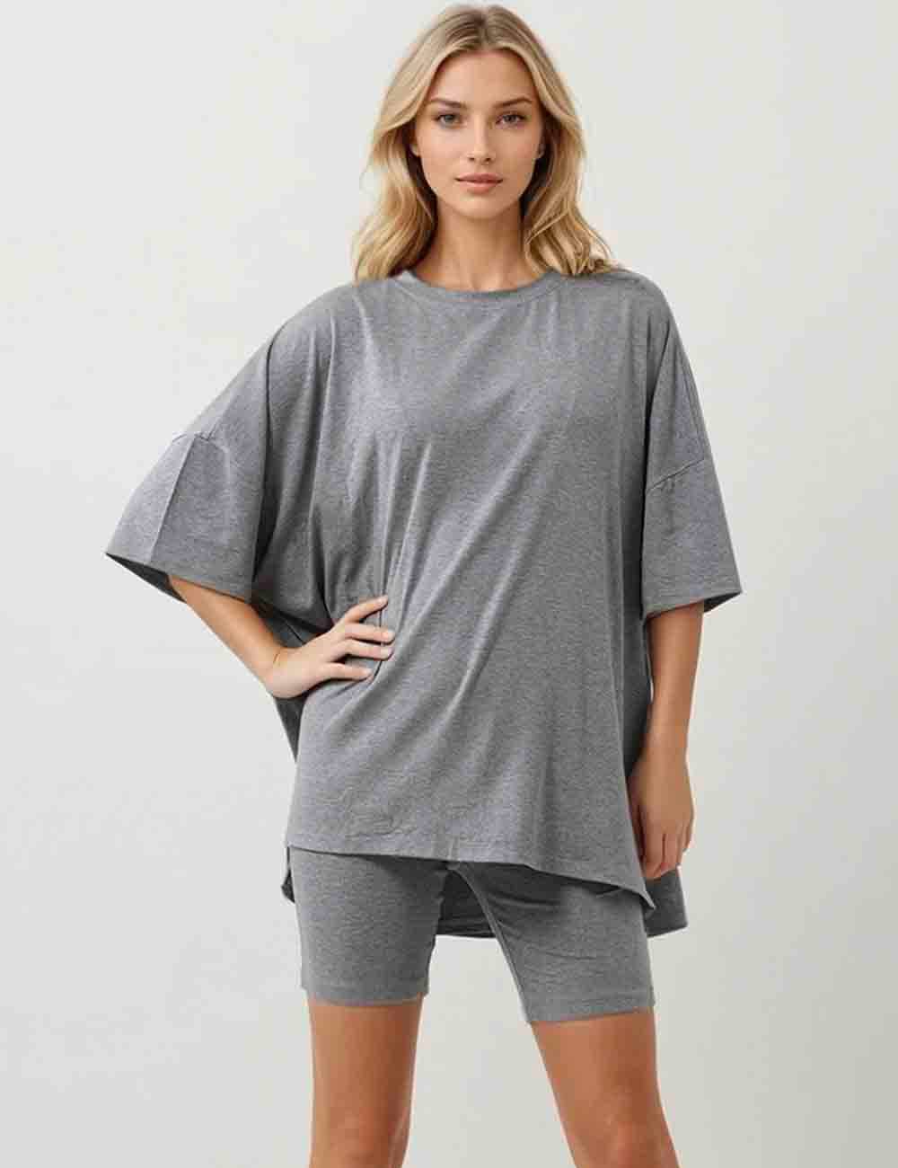 Sweetkama - Wholesale Lounge Set - Women's - Ladies Loose Top and Shorts 2PCS Casual Tee Set SKST2312922