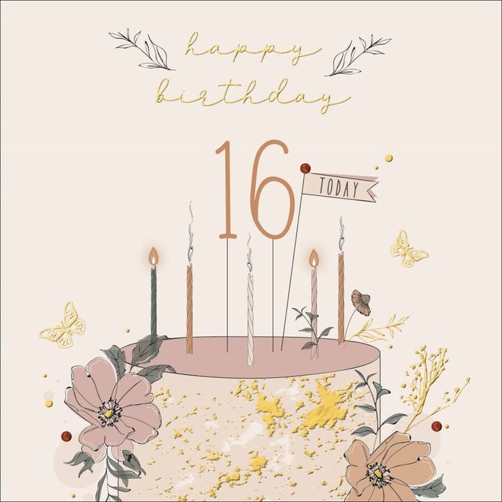 16th Birthday, Handmade Greeting Card for wholesale by The Handcrafted Card Company