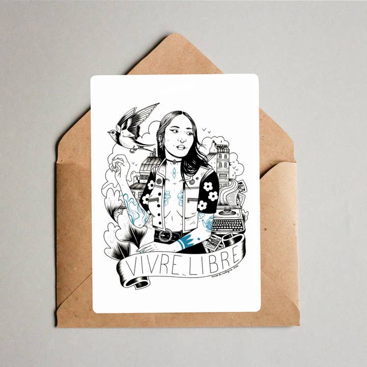 Postkarte - Frei Leben für den Großhandel von Cerise la Castagne