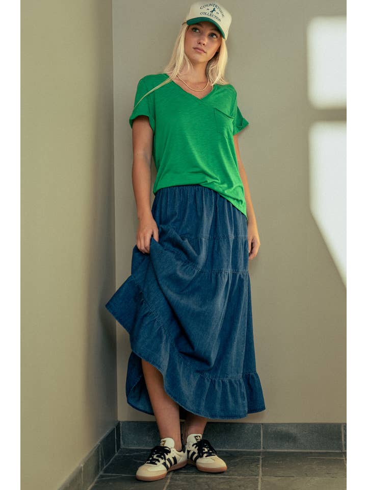 Urban Daizy - Wholesale T-Shirt - Women's - Rolled Sleeve V-Neck Pocket Tee11