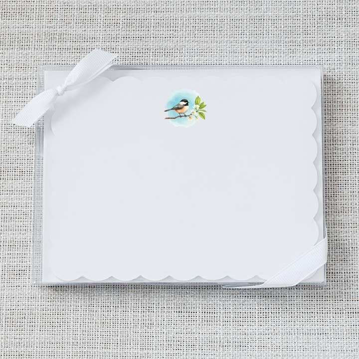 Tarjeta plana con vieira y carbonero - Juego de 15 para venta al por mayor de So Thoughtful Gifts