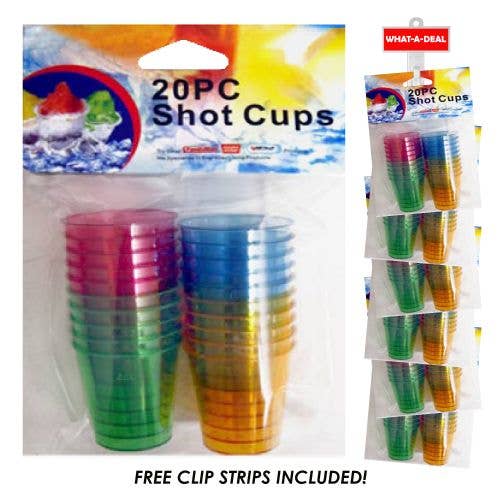 36 vasos de plástico para chupito, 20 unidades, colores surtidos con 3 para venta al por mayor de Deluxe Import Trading