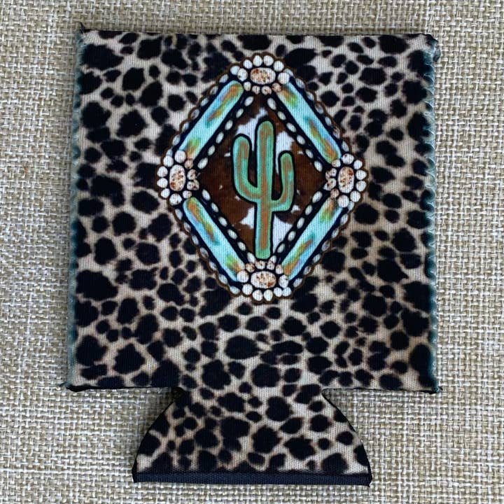 No Fringe Regular Turquoise Cactus Stone Koozie for wholesale by RAD Wholesale