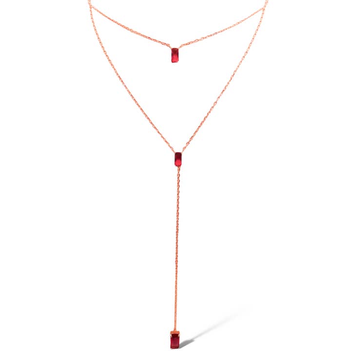 STERLINGSILVER ROSA CZ STATION MED DROPPE DUBBELT LAGER HALSBAND för wholesale av Atlanta Jewelers Supply