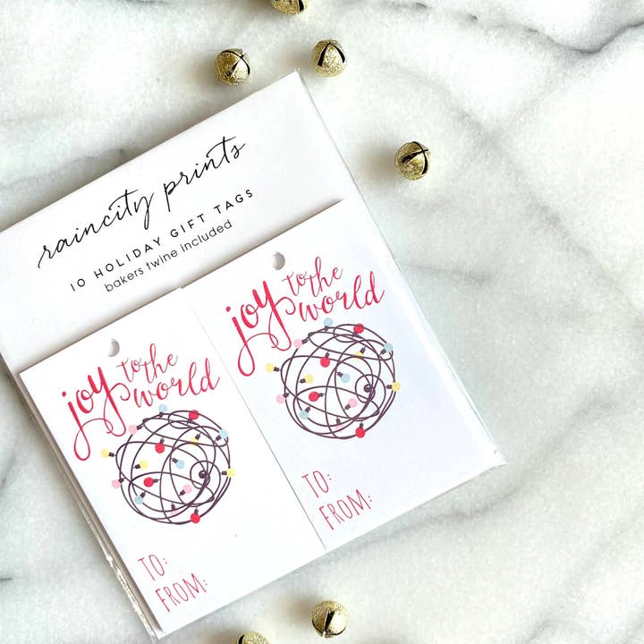 Lot de 10 étiquettes cadeaux Joy to the World pour la vente par Raincity Prints