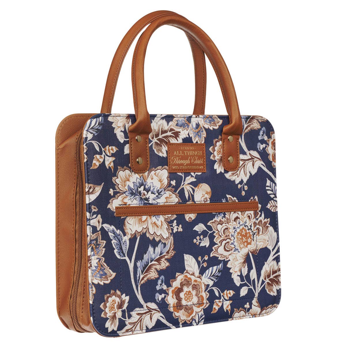 Christian Art Gifts - Vente Couvertures pour bible - Couverture de Bible Fashion Navy/Brown All Things Phil. 4:133