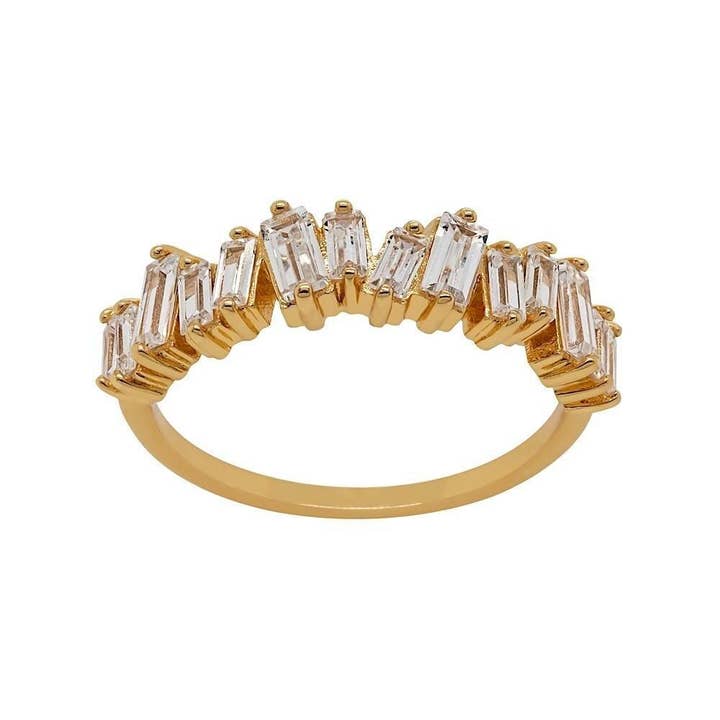 Something Silver - Vente Bague avec plusieurs pierres - Bague Baguette CZ Cluster Embelli1