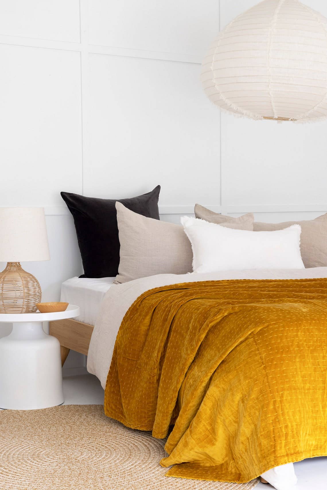 Linen Connections – wholesale Quilt – Velvet Kantha Quilt Bedspread Boho Cotton Quilt - Mustard2