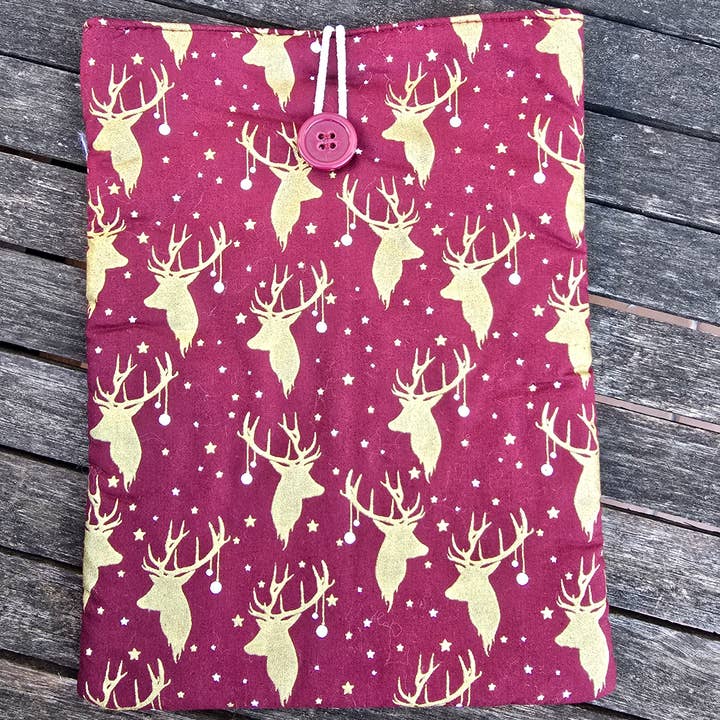 Padded book cover Christmas with golden reindeer for wholesale by laubelgo