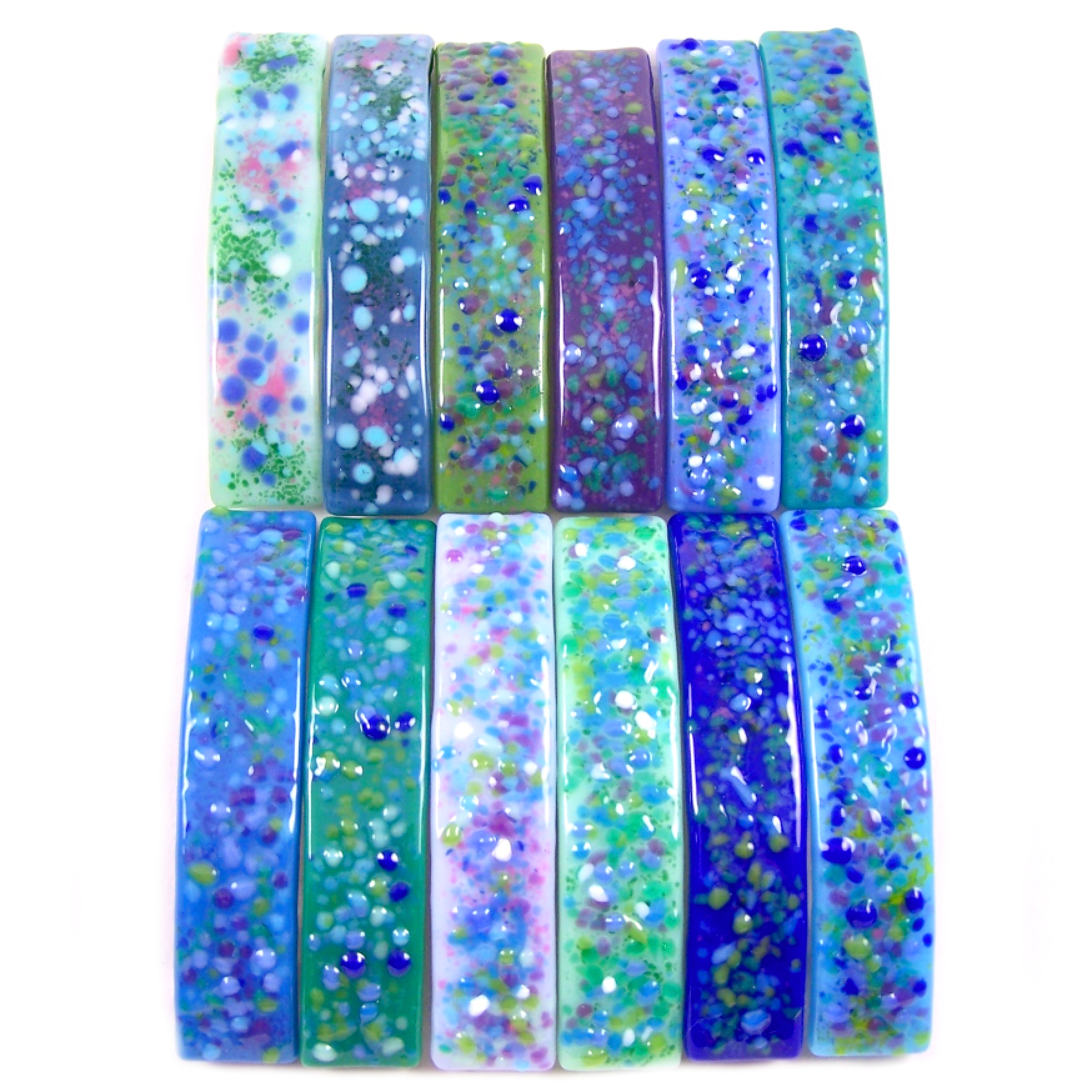 Glass Town USA - Wholesale Barrette - Women's - Barrettes Stained Glass Cool Color Confetti Dots Large Size2