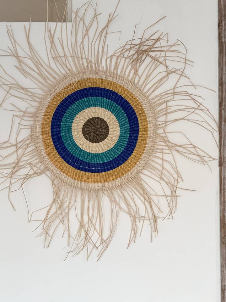 hand woven yellow wall art from Honduras for wholesale by erin murphy pottery