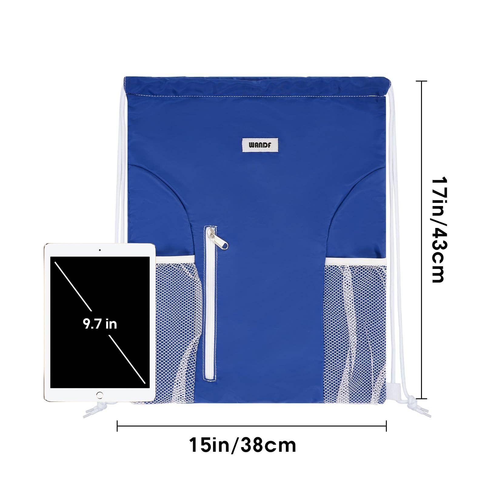 wandf - Vente Sac à cordon de serrage – unisexe - Sac à dos à cordon WF6038 Sports Gym avec poches en maille33