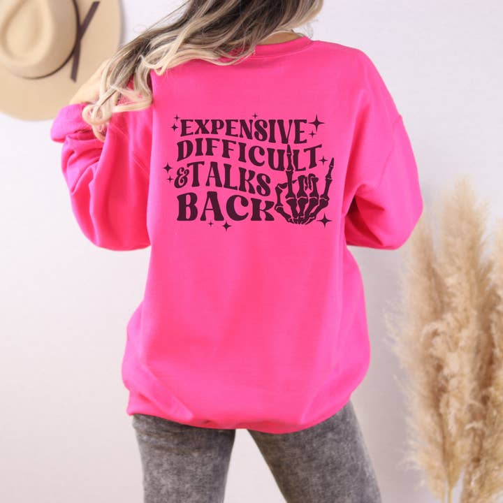 Trendznmore - Modern Graphic Apparel – wholesale Sweatshirt med tryck - Dam – Dyra, svår och pratande ryggtröja med rund halsringning3