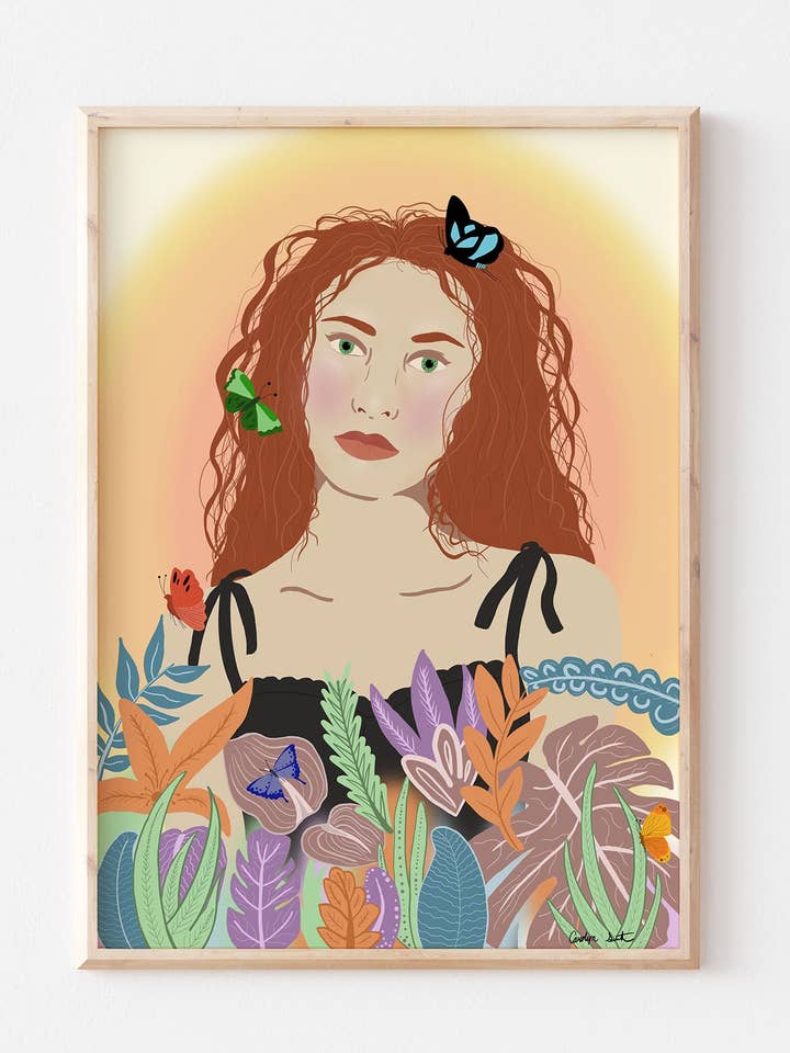Butterfly Beauty Portrait Art Print for wholesale by Western Coast Creations