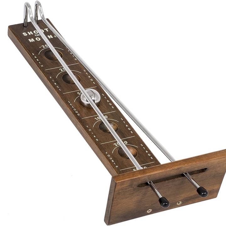 WE Games Shoot The Moon Board Game - Dark Stained Solid Wood - 17.5 in. for wholesale by Wood Expressions