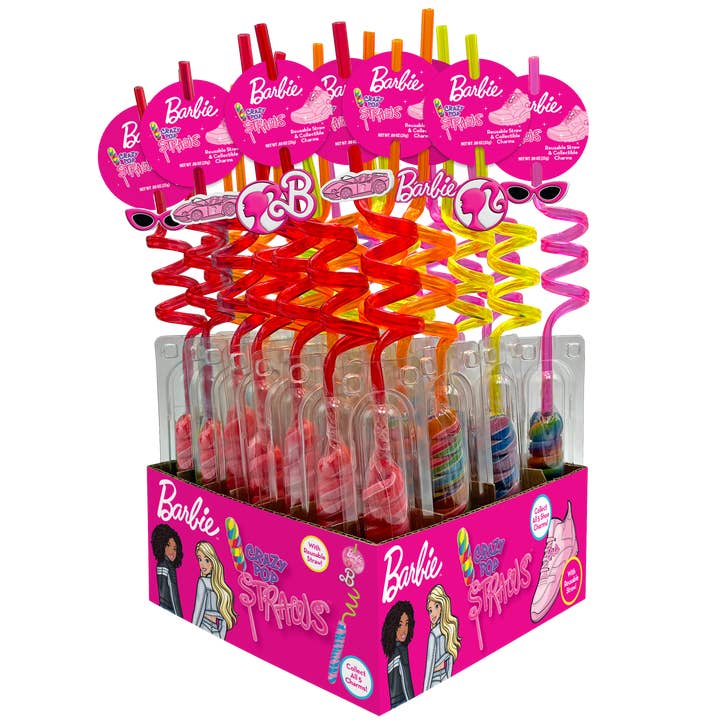 Grandpa Joe's Candy Shop - Wholesale Drinking Straw - Barbie Crazy Pop Straws w/shoe charm, 30ct