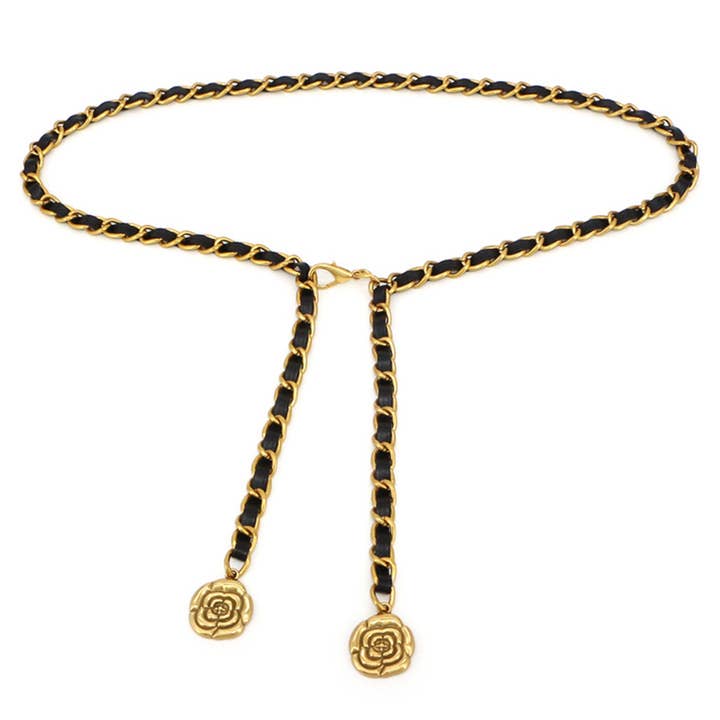 Gold Camellia Waist Body Chains WA0257 for wholesale on Faire0