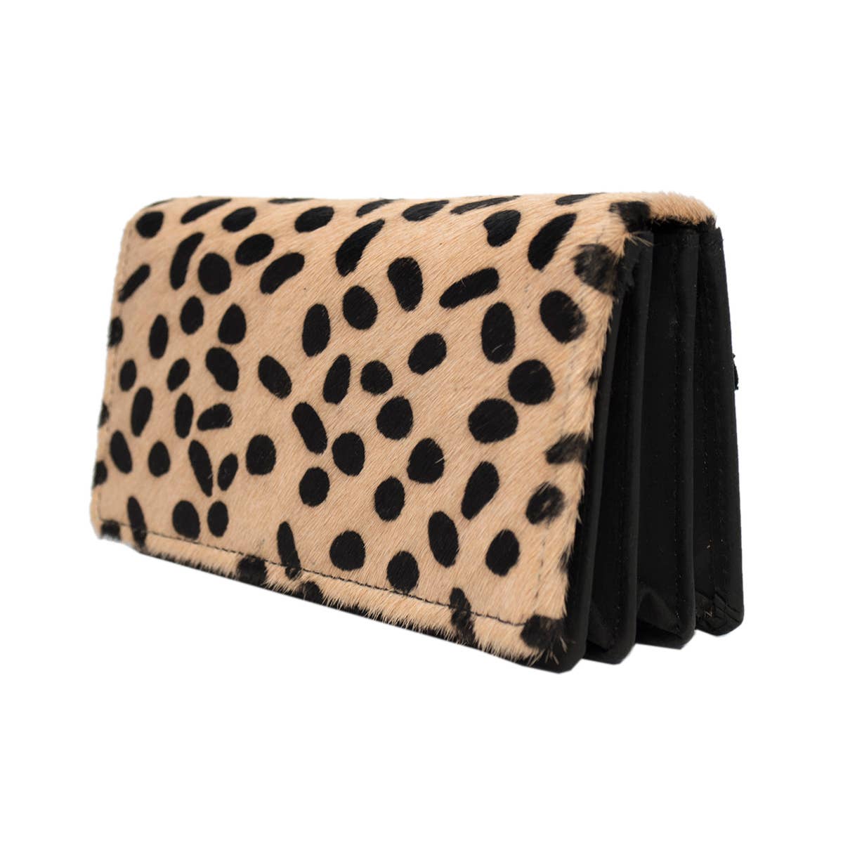 Arrigo - Wholesale Wallet - Women's - Leather Ladies Wallet RFID Black Leather Animal Print Fur31