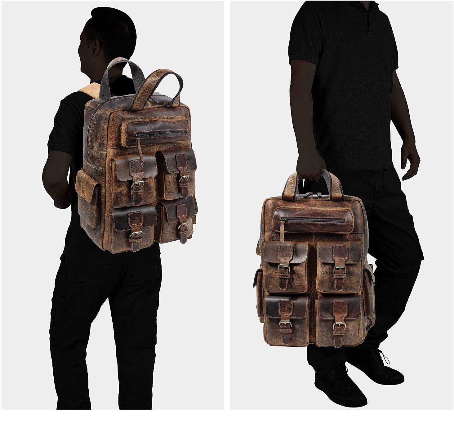 Tuzech Leather - Wholesale Backpack - Unisex - Vintage Leather Backpack – Handmade 16” Rucksack Bag6