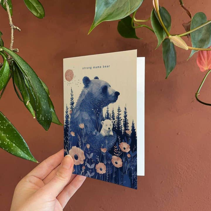 Botanopia USA - gifts , decor and cards for plant lovers - Wholesale Everyday Greeting Card - Strong Mama Bear | Mother's Day Card