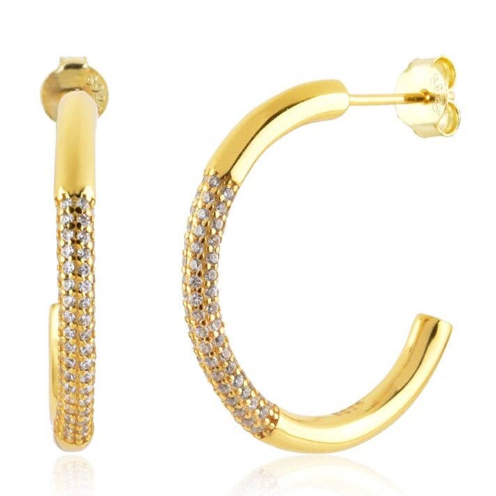 Bonny - Simple Crystal Pavé Huggy Hoops voor wholesale door MeloMelo