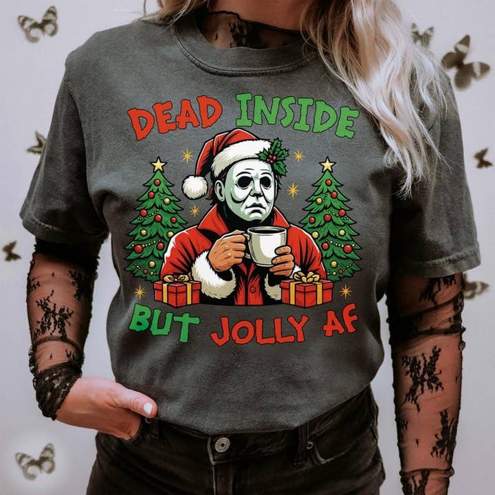 Halloween Christmas Shirt, Dead Inside Shirt, Michael Myers for wholesale by AJCanvasPrints
