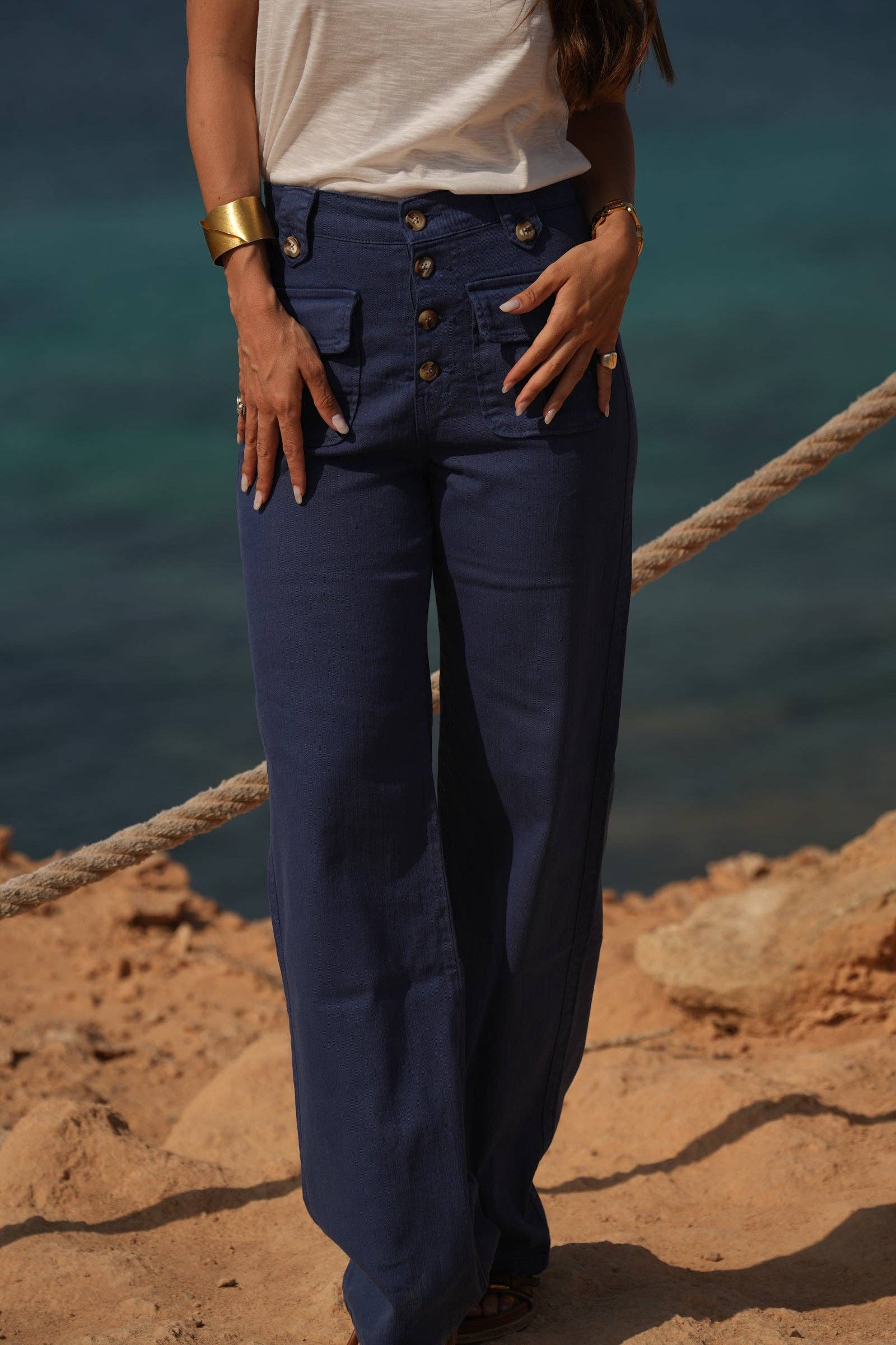 GUIMANOS - Wholesale Pants - Women's - Twill Trousers with Buttons4