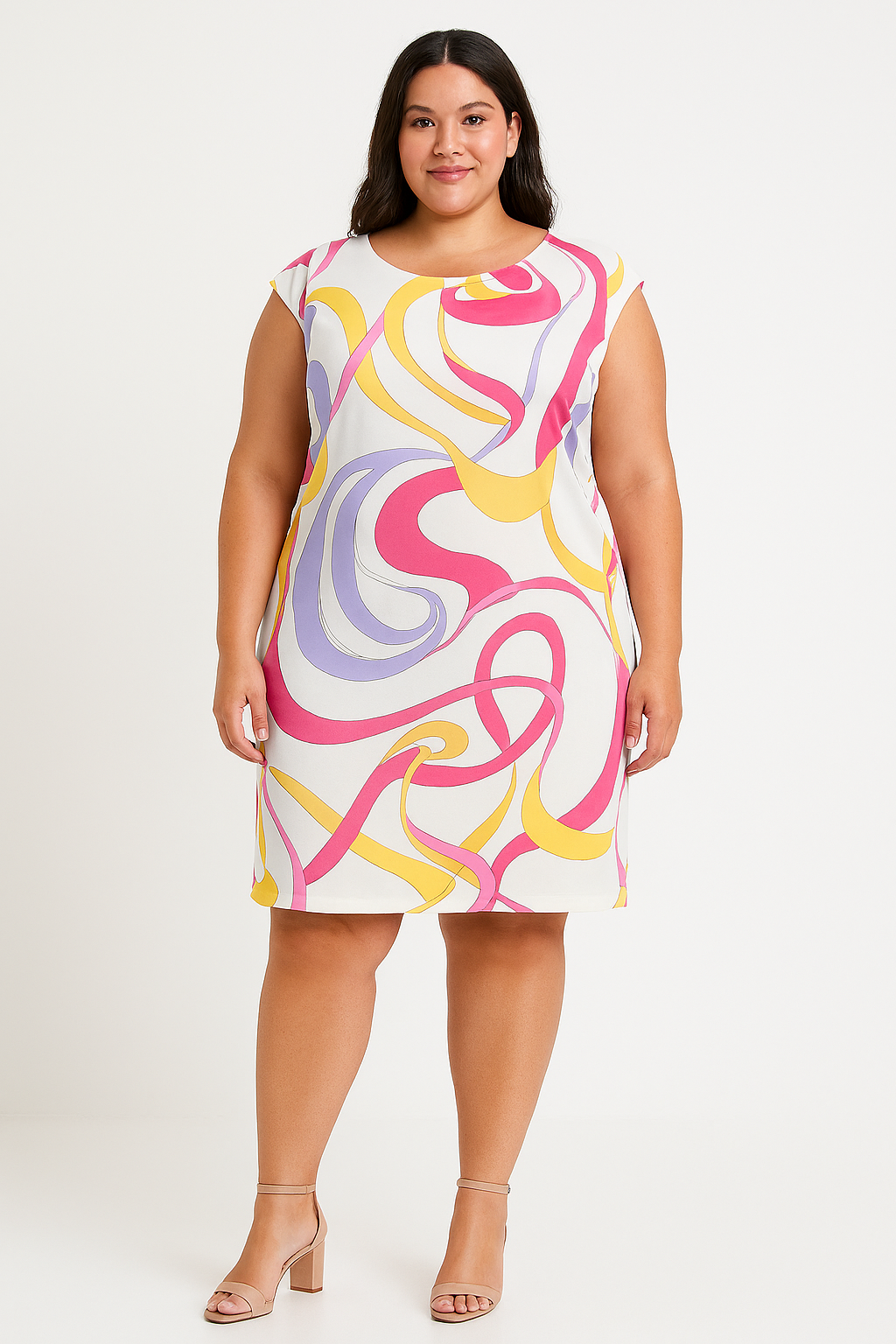 multicoloured Flowy Printed Dress M197 – Elegant Straight Cut for wholesale on Faire0