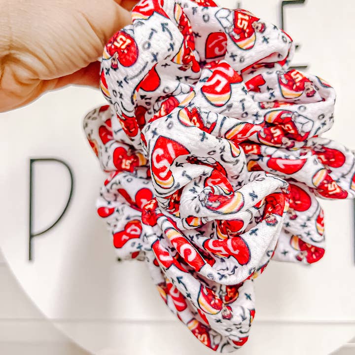 Evie Pearl Handmade LLC - Wholesale Scrunchie - Women's - Mahomes 15 Heart Oversized Scrunchy1