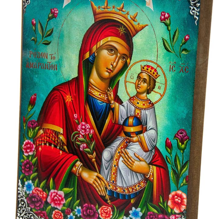 Virgin Mary icon Panagia, Handmade Greek Christian Orthodox Icon Byzantine wood plaque for wholesale by TheHolyArt