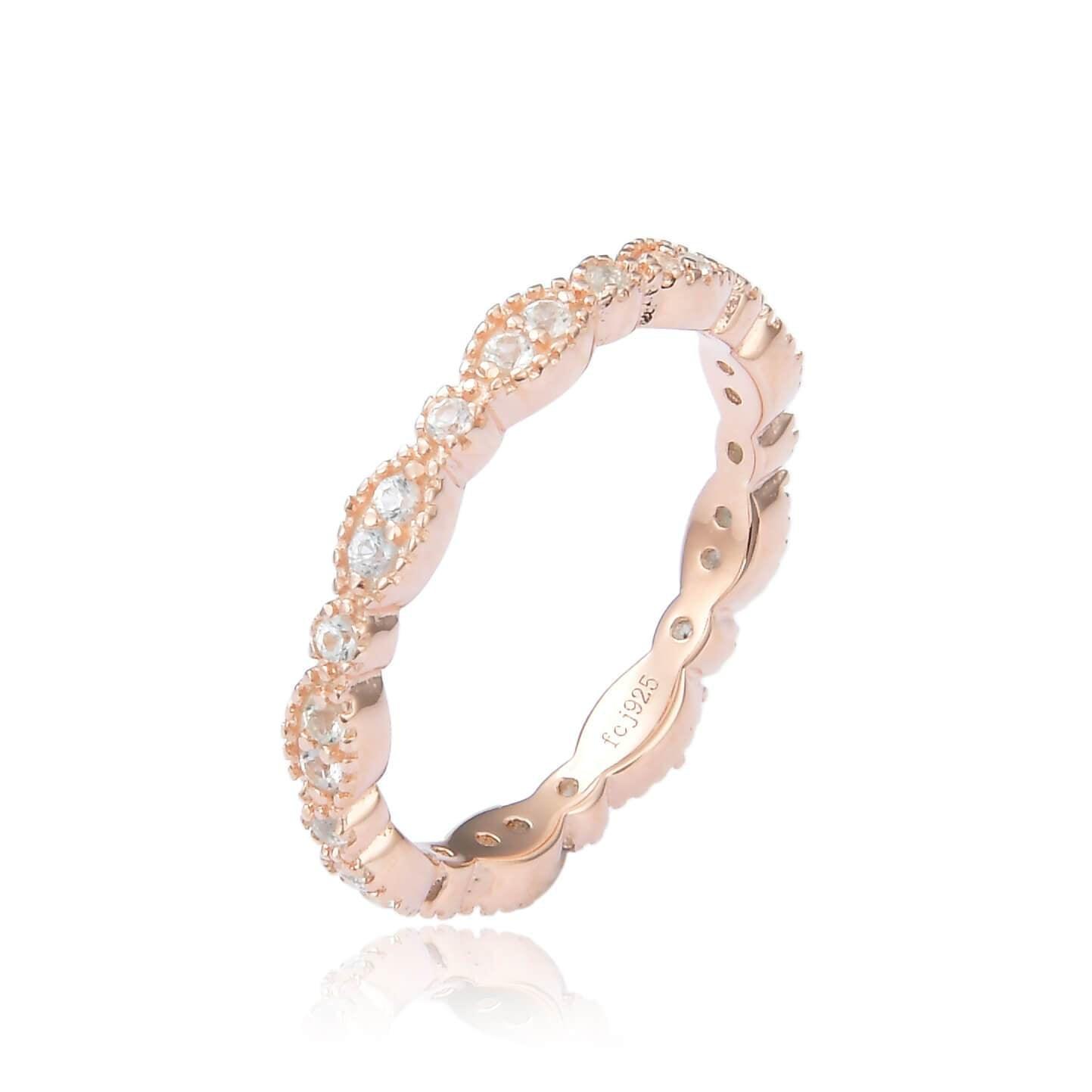 FCJ Jewelry LLC - Wholesale Band/Stacked Ring - Rose Gold in Silver Natural White Sapphire Eternity Ring1