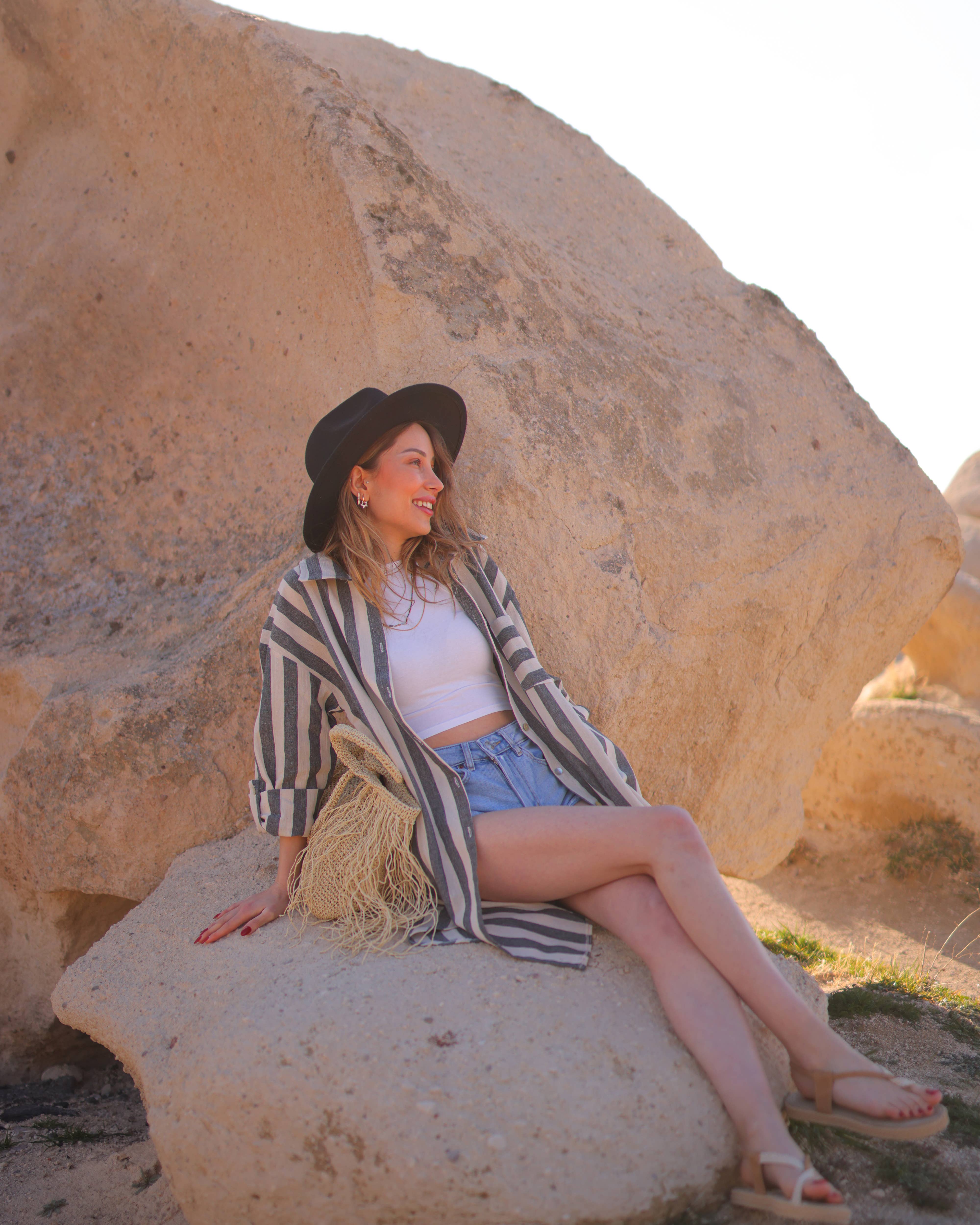 Moa - Wholesale Dress - Women's - Striped Short Linen Shirt Dress3