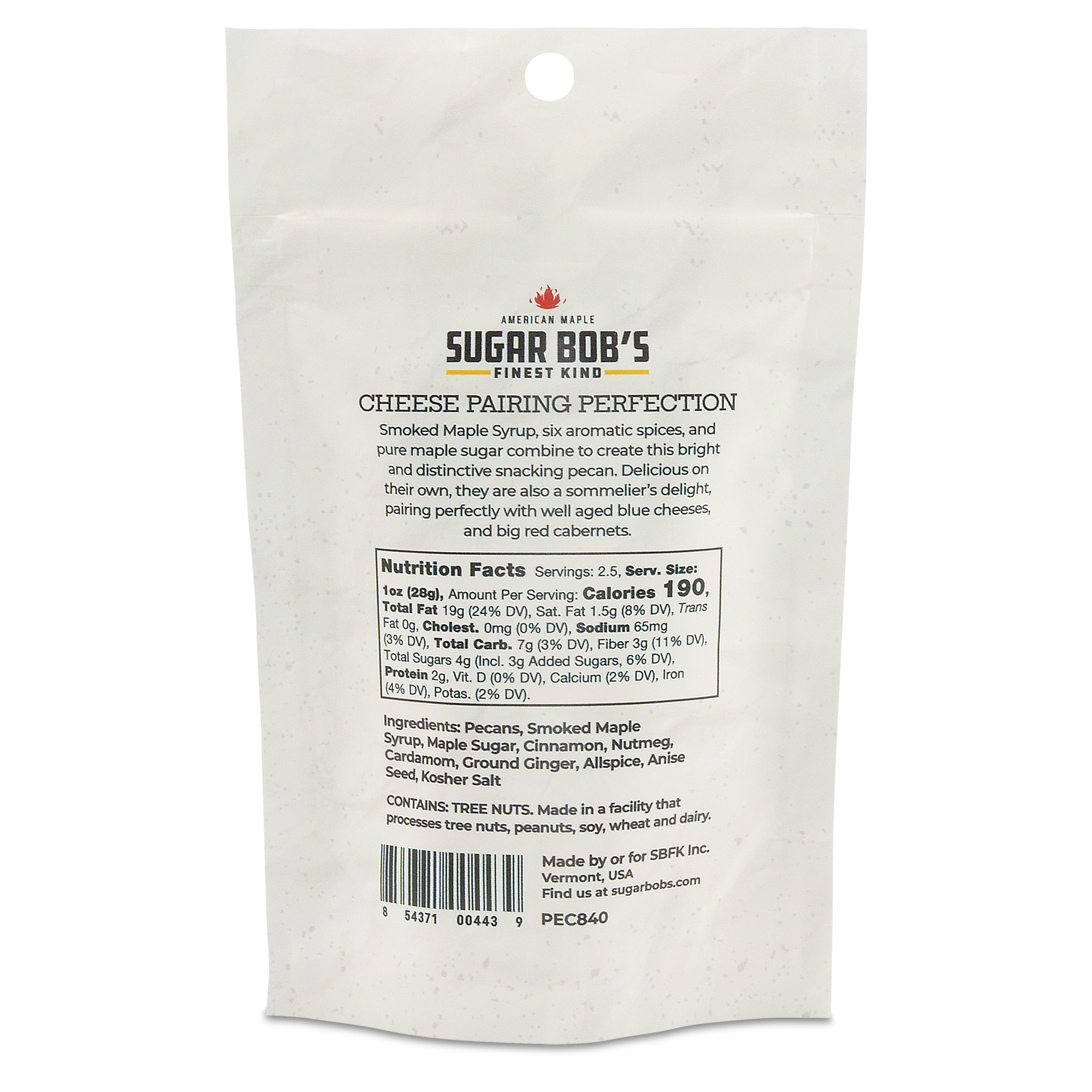 Sugar Bob's Finest Kind - Vente Noix - Noix de pécan épicées à l’érable - Sachet refermable de 71 g1