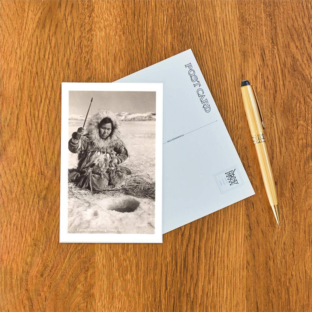 Found Image Press - Wholesale Postcard - Postcard AK-172 Indigenous Alaskan Woman Ice Fishing1