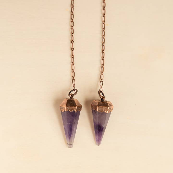 The Cyprus Cabinet - Wholesale Spiritual Stone/Crystal - Amethyst Copper + Crystal Pendulum4