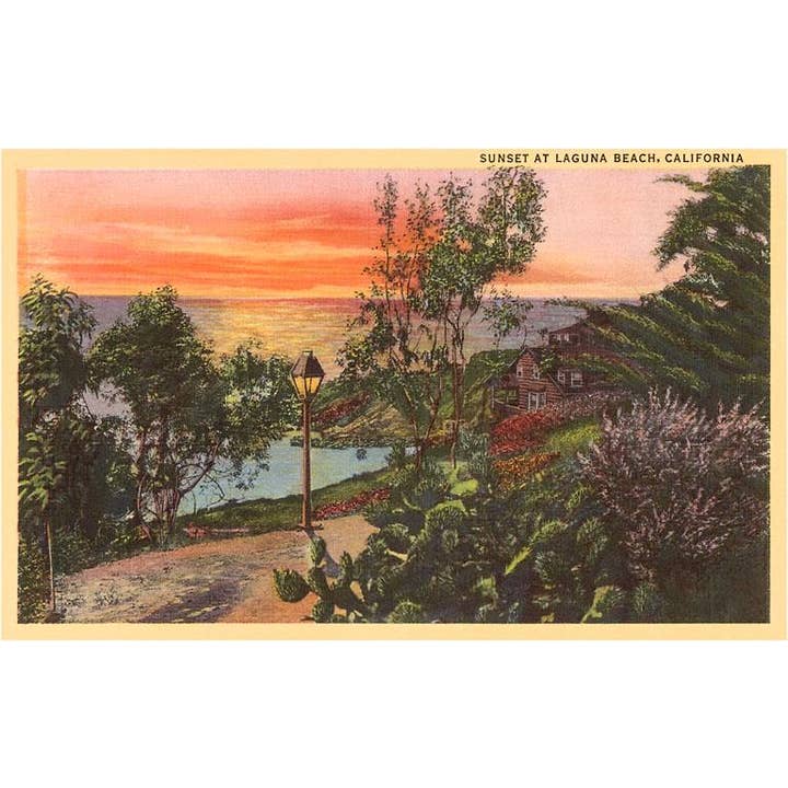 Art Print CA-76 Sunset at Laguna Beach, California for wholesale by Found Image Press