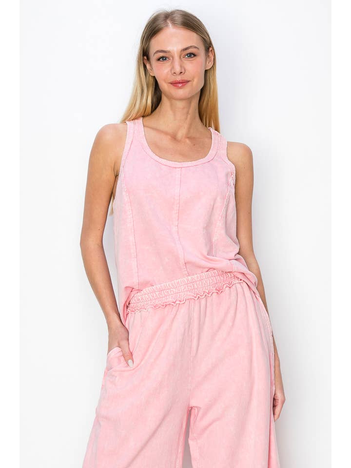 J.Her - Wholesale Tank Top - Women's - MineralWash RacerBack Sleveless Tank Top HT5543