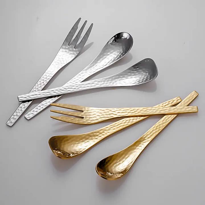 Sostraw & SmartThings - Wholesale Table fork - Hammered Fork - 4 colors - Appetizers, tapas or Dessert5