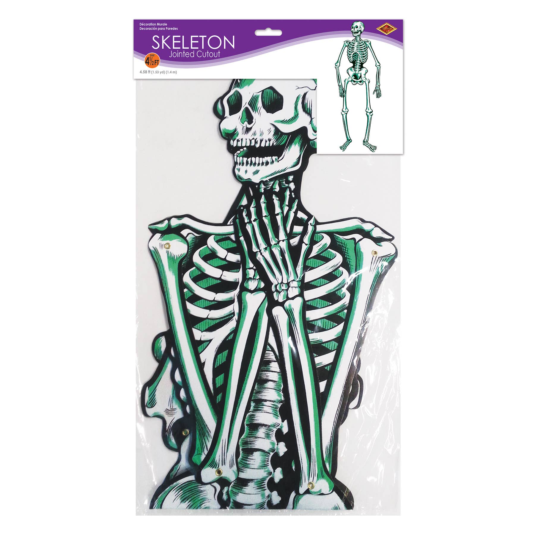 Beistle - Wholesale Decorative Figurine - Jointed Skeleton 4' 7", Printed on both sides1