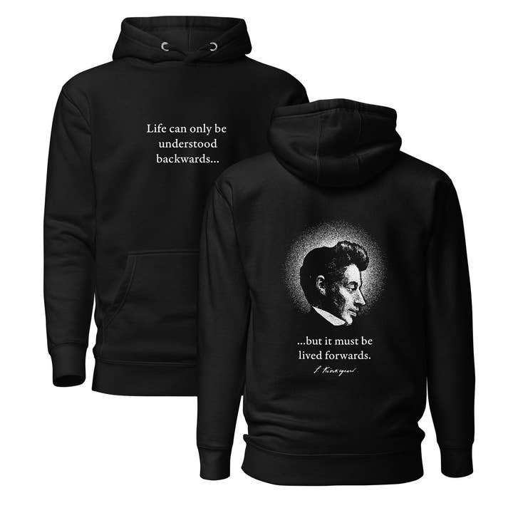Kierkegaard Citaat - Voor- en Achterkant Print - Premium Hoodie voor wholesale door The Philosopher's Shirt